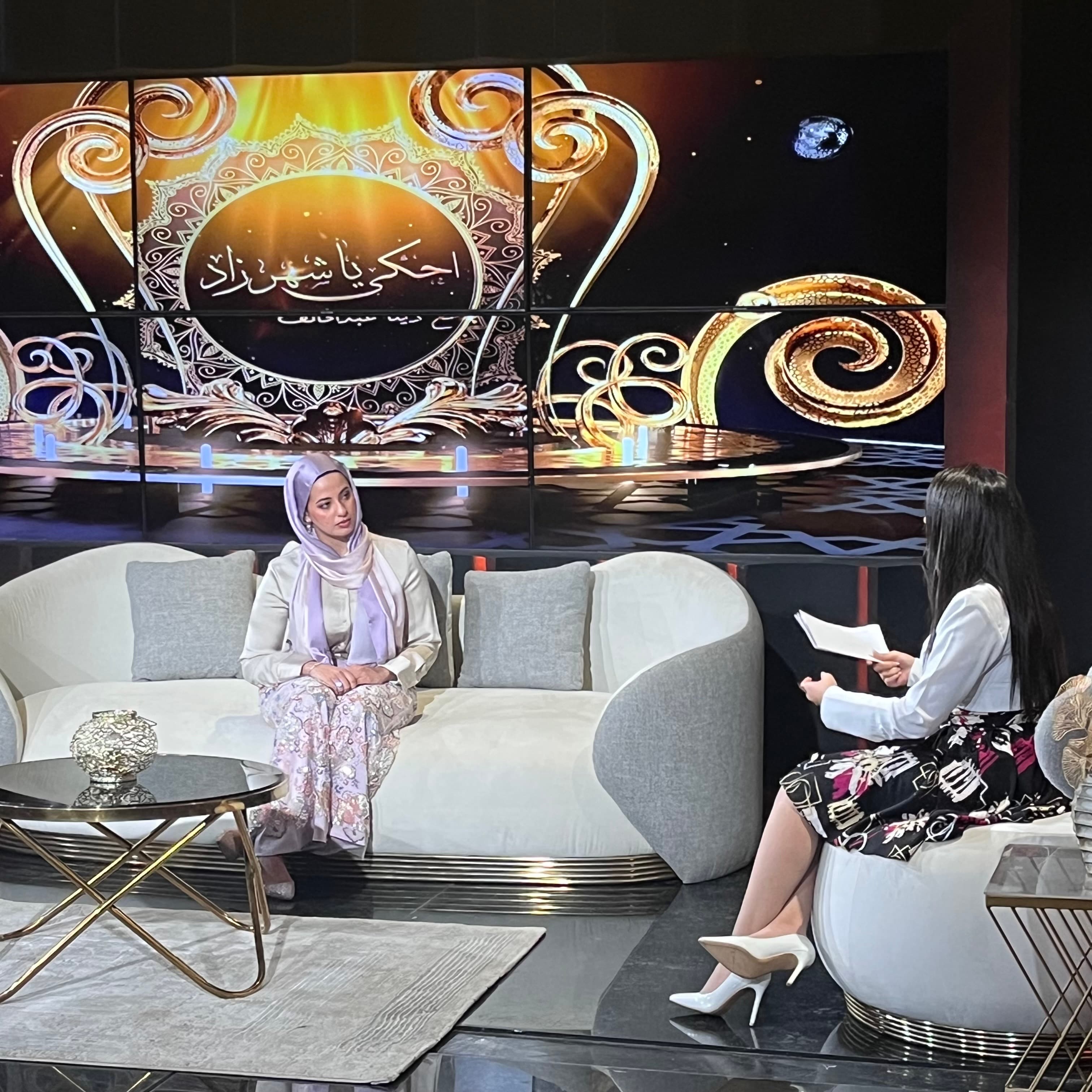 Founder Sama ElHawary on the Ehky Ya Shahrzad TV program